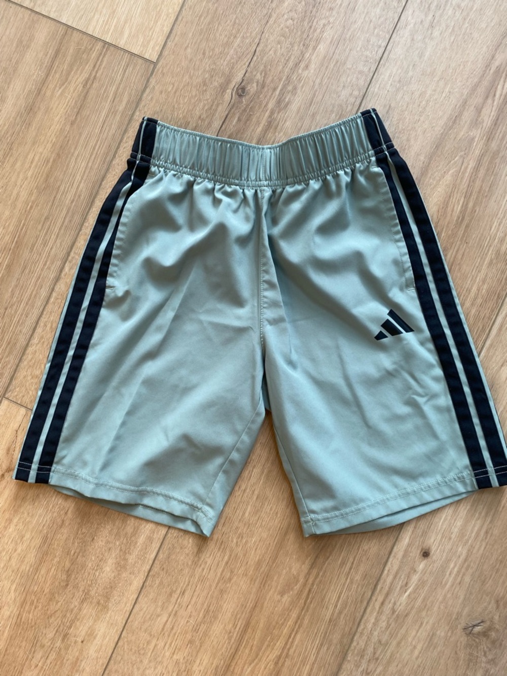 adidas Gray Green Athletic Shorts with Black Stripe